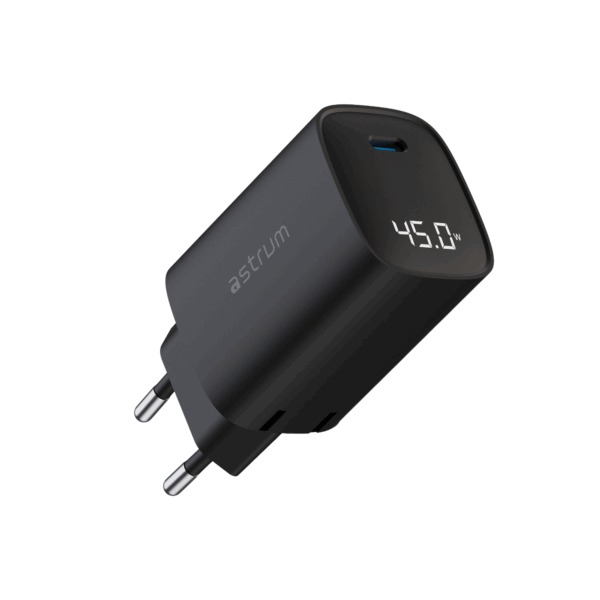45W PD WALL CHARGER USB-C LCD BK