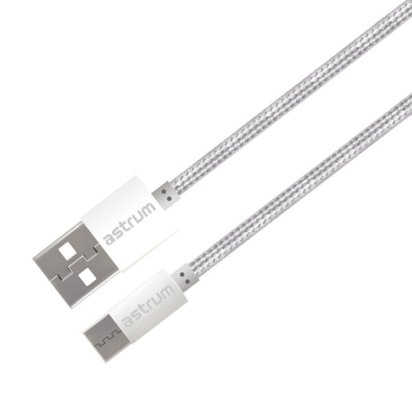 UC30-white Verve UC30 3A USB-A to USB-C Charge & Sync Braided Cable - WhiteVerve UC30 3A USB-A to USB-C Charge & Sync Braided Cable - White