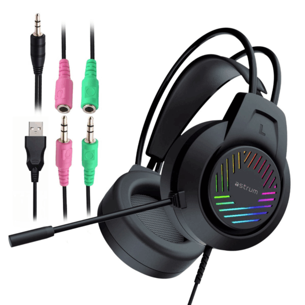 Wired Gaming Headset, 2 x 3.5mm with Boom Mic and USB LED - HG100